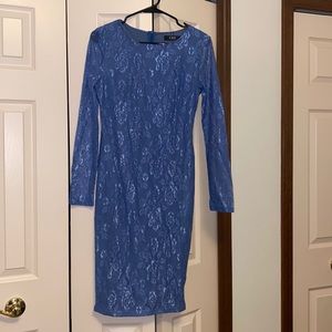 Blue lace dress with over skirt